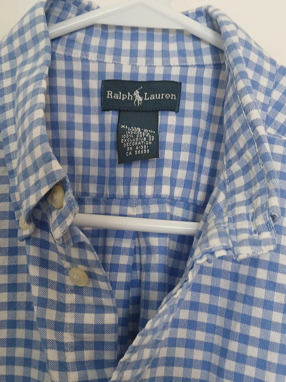 Ralph Lauren Boys (18-20) Blue & White Gingham Button-Down Shirt